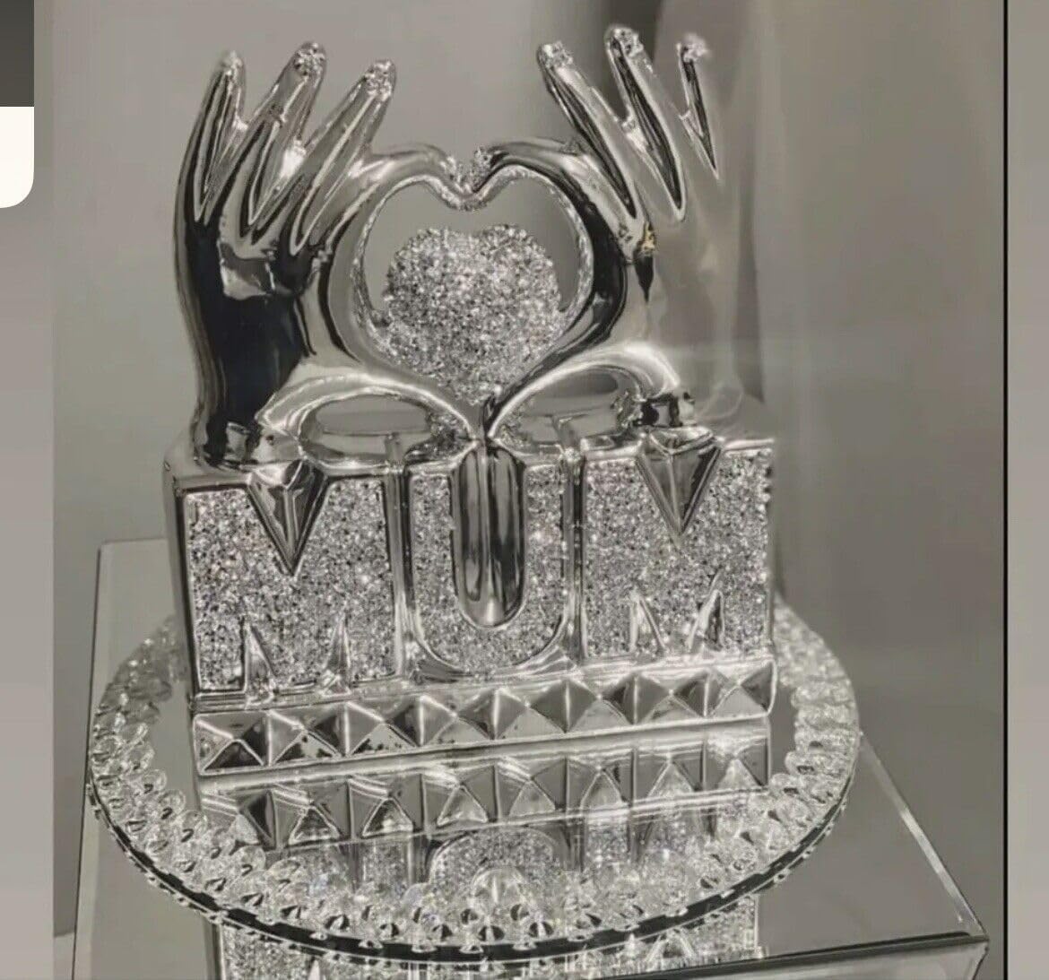 Deenz Mum Heart Hand Crushed Diamond Crystal Ornament Home Decoration Best Gift For Mother's Day (Silver) from B&Q