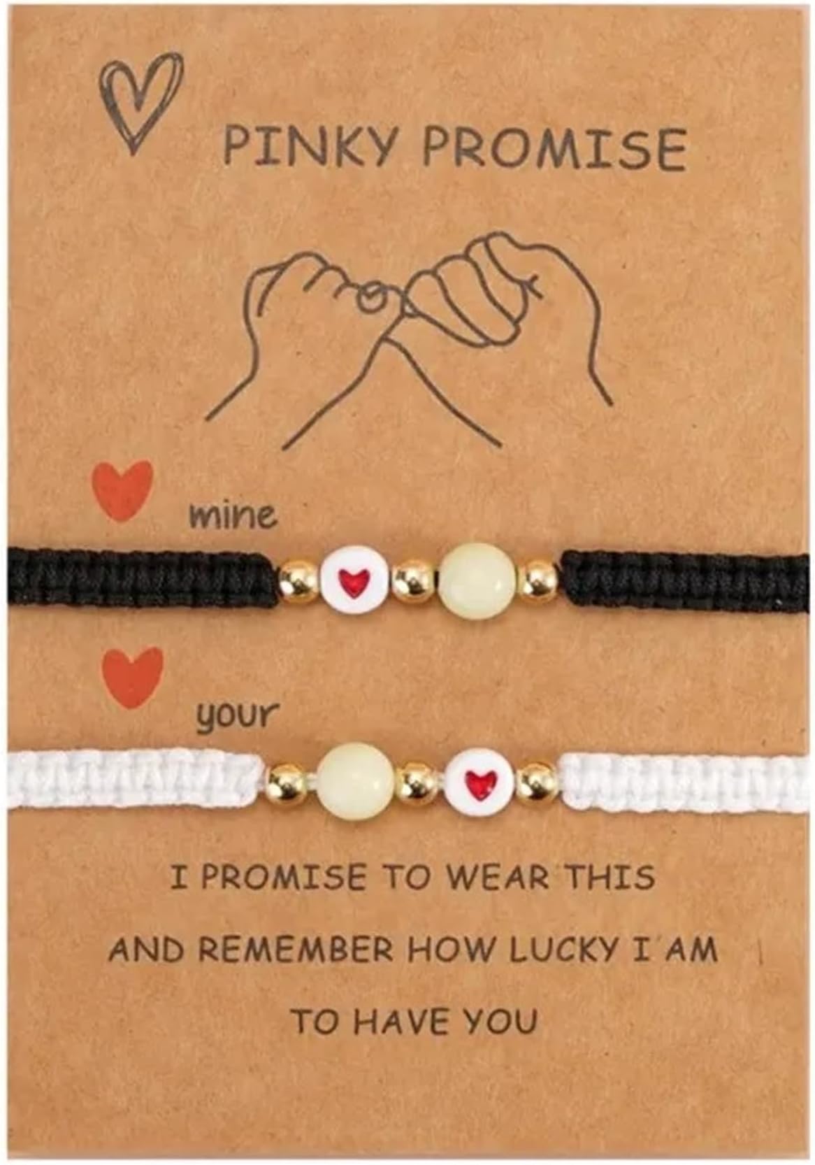 Promise Bracelet For Couple - Matching Glow In The Dark Link Bangle For Women & Men - Adjustable Braided Rope Bracelet For Lover & Friendship Gifts