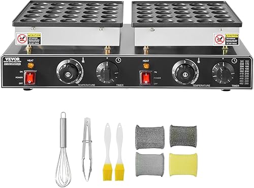 Vista 20 de VEVOR Máquina para hacer panqueques holandesa, 9 piezas de 2.992 in de diámetro, parrilla eléctrica comercial de 850 W, acero inoxidable