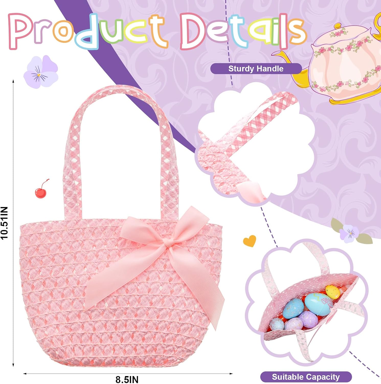 Zhanmai 6 Pcs Girls Tea Party Hats Accessories Set Kids Tea Party Bonnets Hats and Gloves Purses for Girls Dress up Favors - Image 3