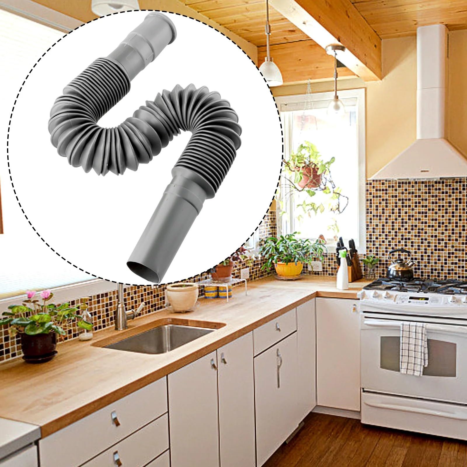 2 mangueras de drenaje plástico universales, flexibles, for fregadero cocina, lavabo, baño, y mejoras del hogar