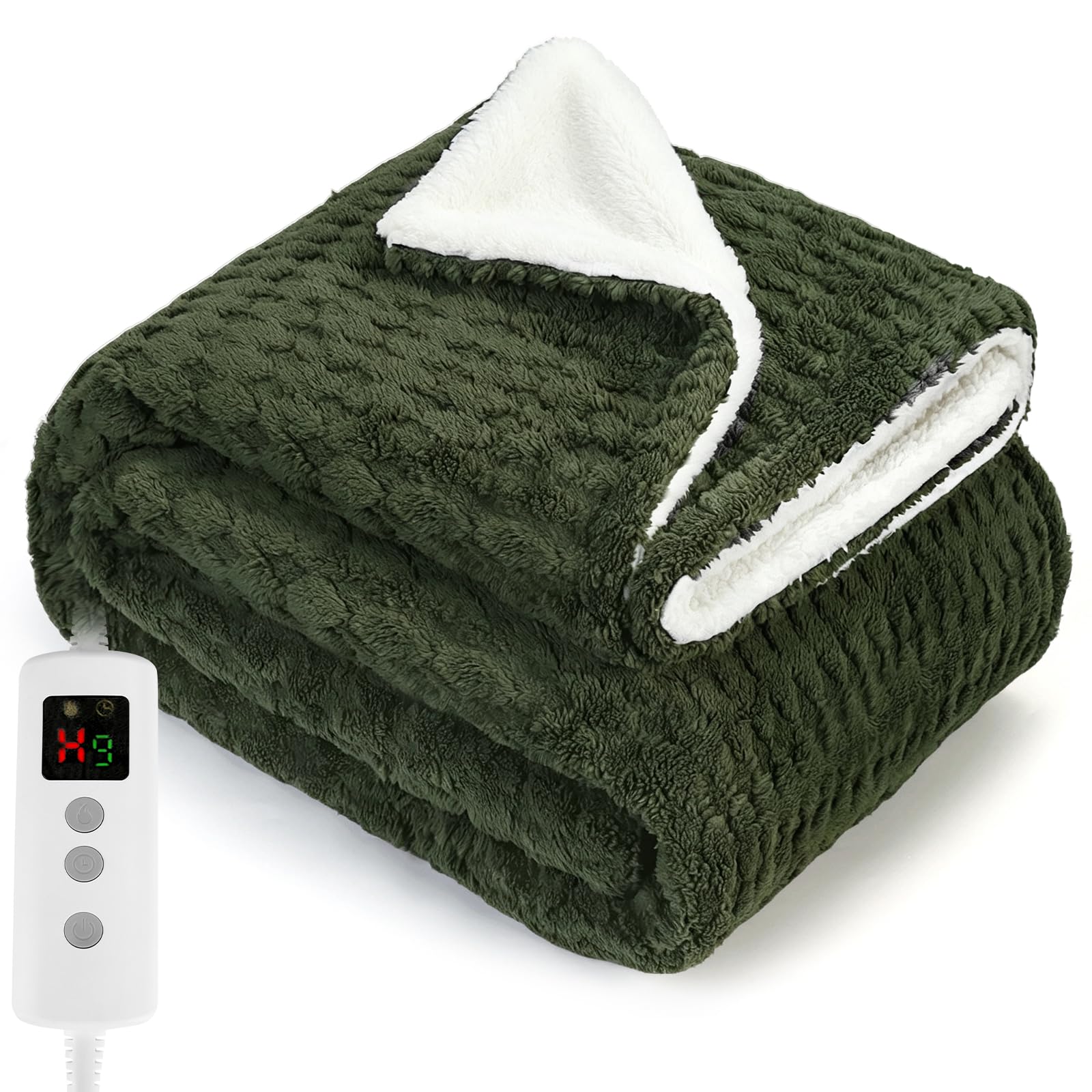 Heated Blanket, Electric heated throw 180x130CM Dark Green,Electric Blanket โ image 1