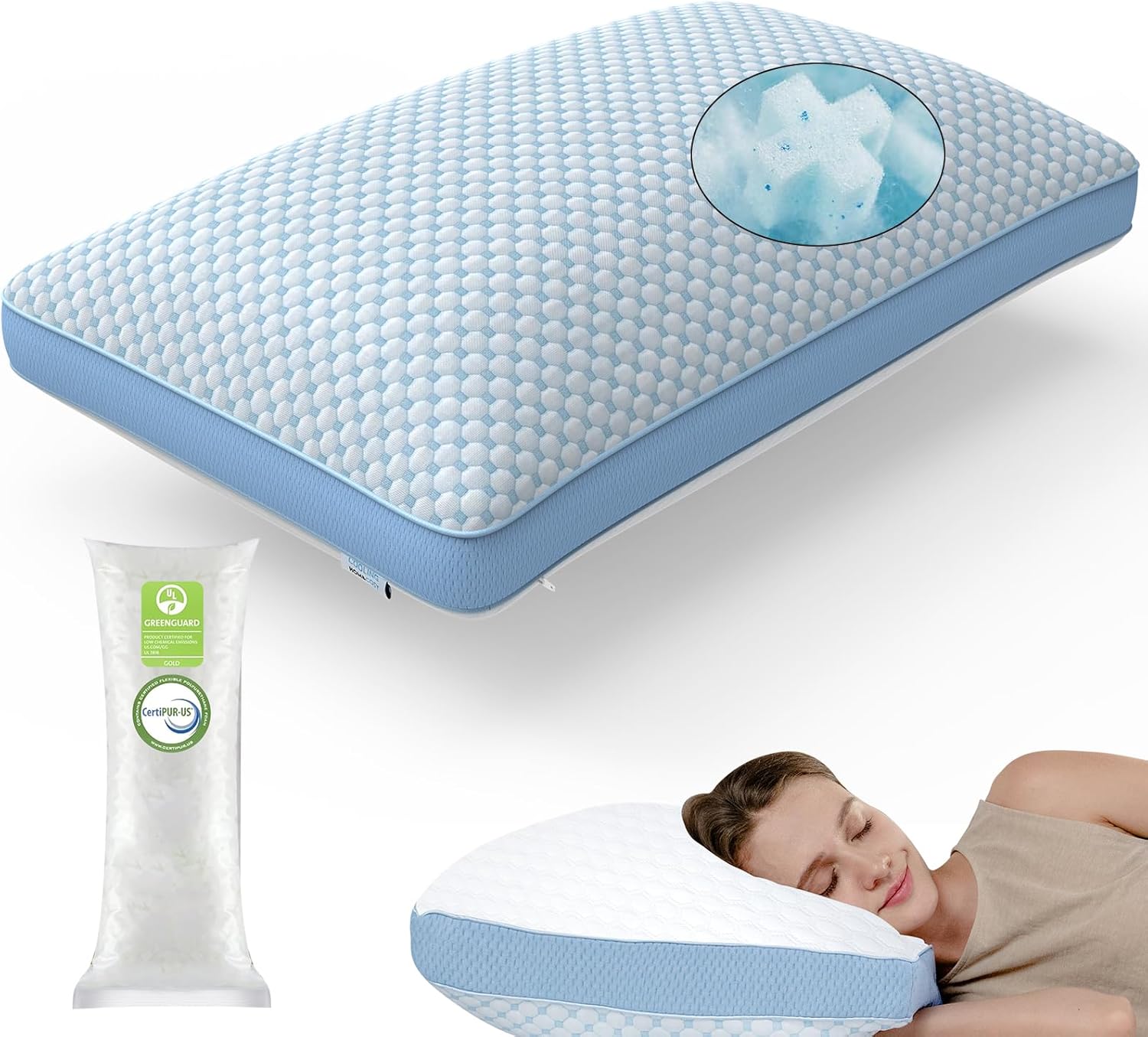 WEUP Adjustable Pillow, Queen Size Plus Shaped Memory Foam Pillows with Cooling Gel, Back, Stomach or Side Sleeper, Neck Support for Sleeping, CertiPUR-US