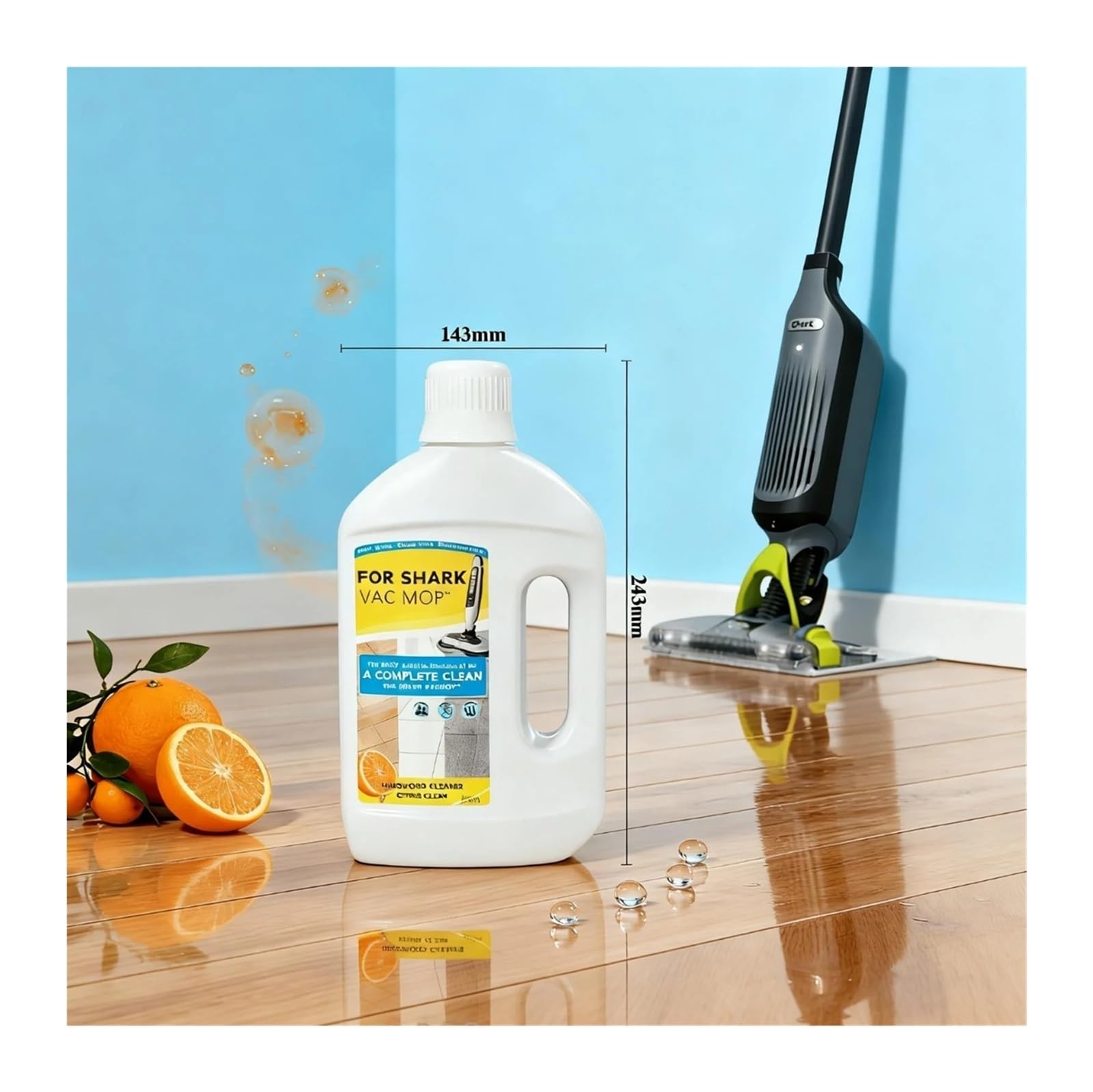 Solución limpiadora de pisos multisuperficie, concentrada for vinilo laminado baldosas madera, compatible con trapeadores a vapor Shark, fórmula sin enjuague rayas, recambio 1000 ml