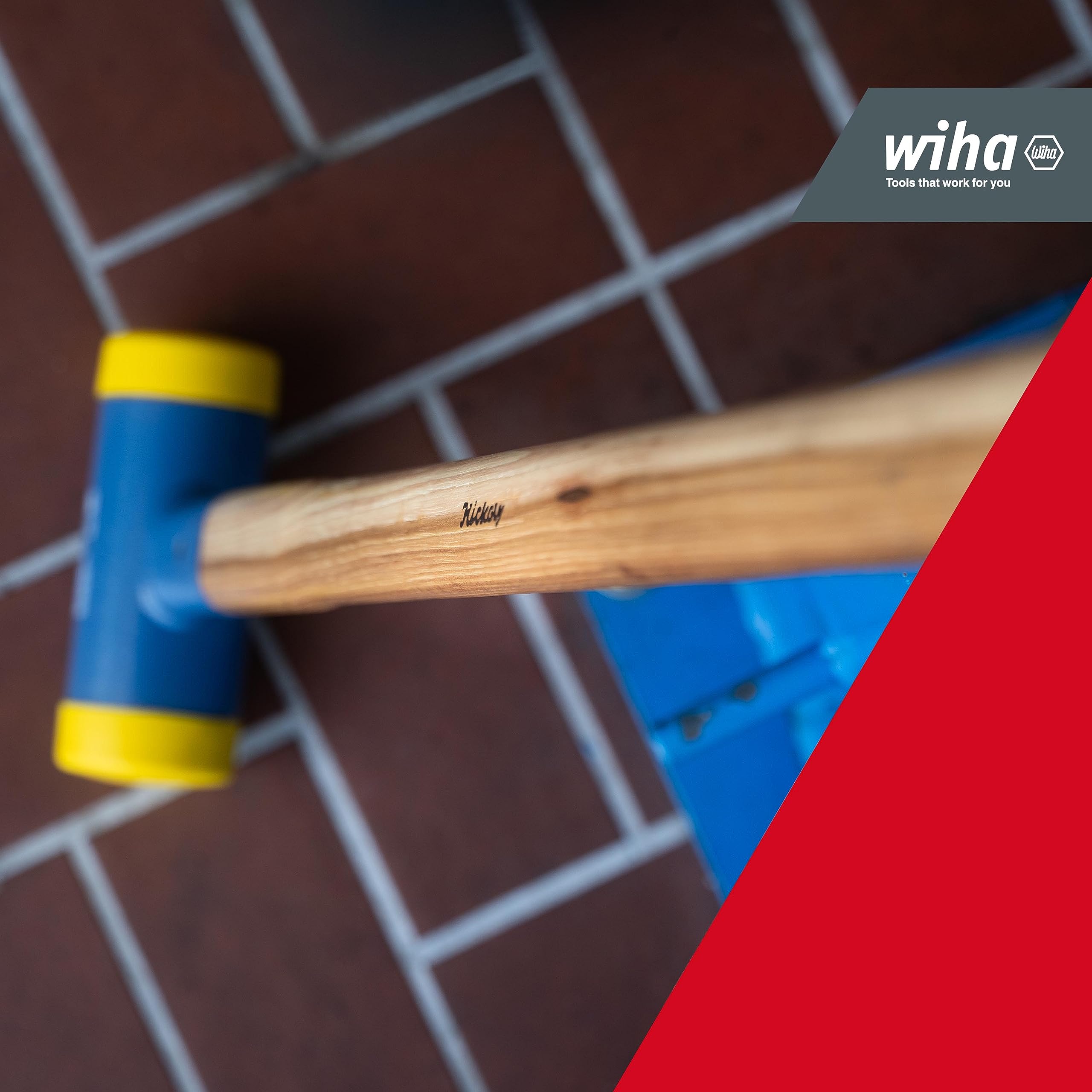 Wiha młotek kucarski bez odskoku, średnio twardy z drewnianym uchwytem Hickory, okrągły głowica 80, 880 mm (02101)