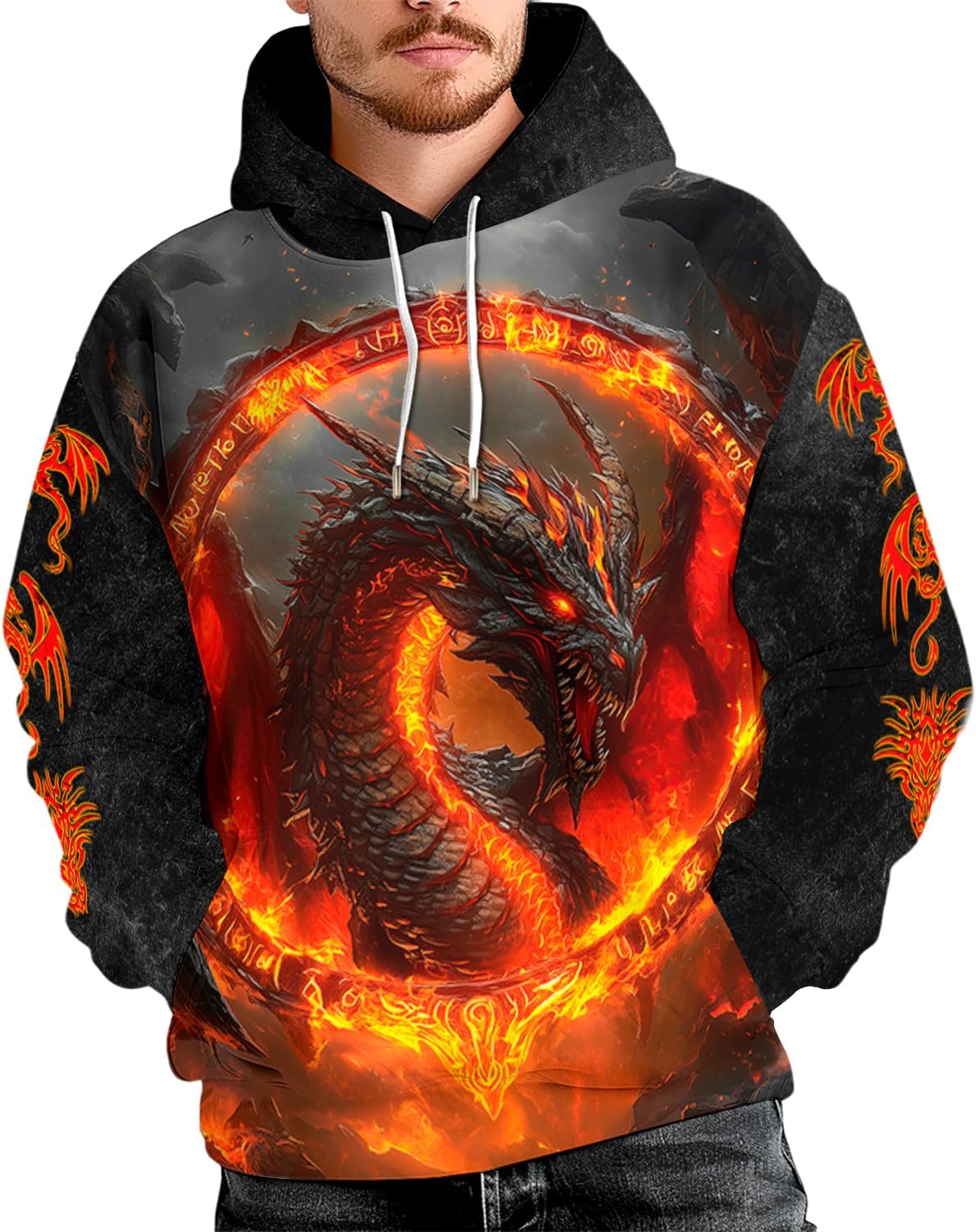 Custom Men's Dragon Hoodie 3D Graphic Hoodies Dragons Casual Sweatshirt Print Full Zip Hoodie Jackets Hooded - Image 3