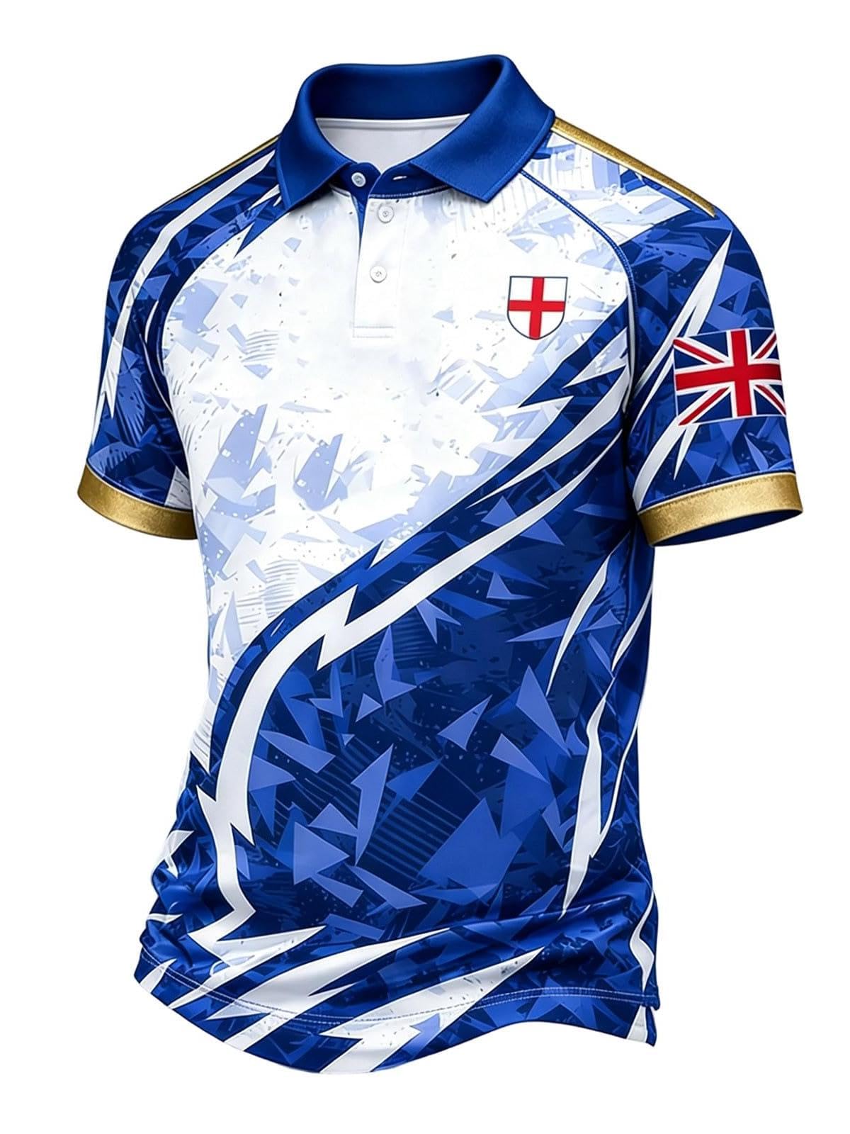 Football T-Shirt Collared Neck Button Down Shirts Clear Printed Lightweight Tops Stretchy Jersey Poloshirt for Football Fans — image 1
