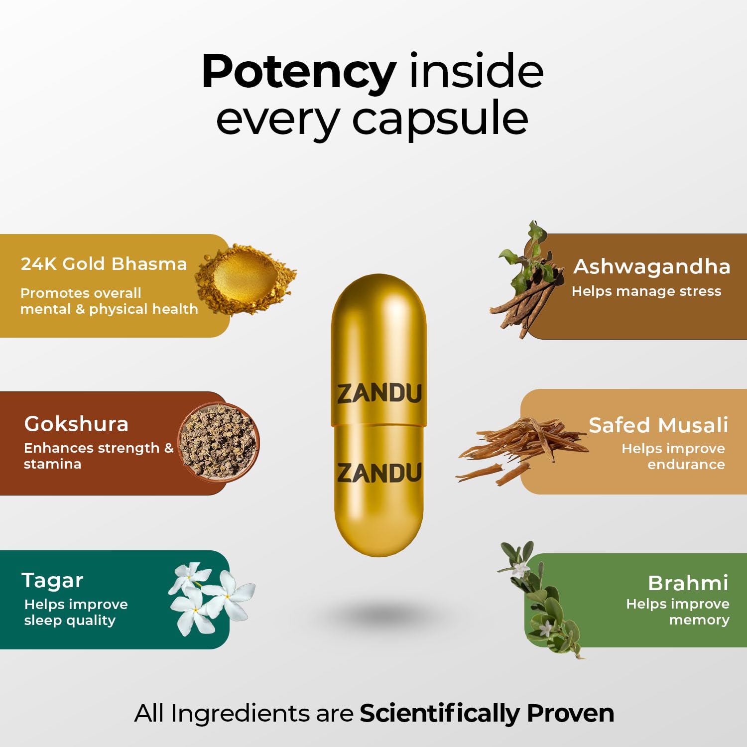 Zandu Ashwagandha Gold Plus I Reduces Stress & Cortisol, Improves Sleep and Muscle Recovery I Over 5% Withanolide Content | Scientifically Tested | 60 Caps 2