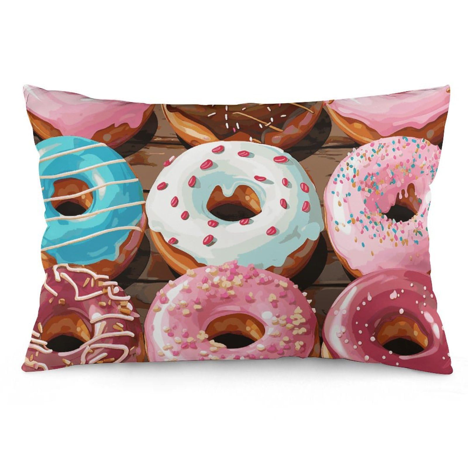 Velvet Pillowcases Standard Size 12 "x20, Ultra Soft Breathable Pillow Cases for Bed, Luxury Cozy Fuzzy Pillow Shams, Lumbar Pillow Cover, Donuts Cushion Case Home Decor