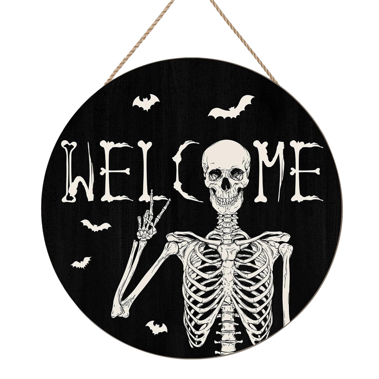 Squelette En Bois Panneau Halloween