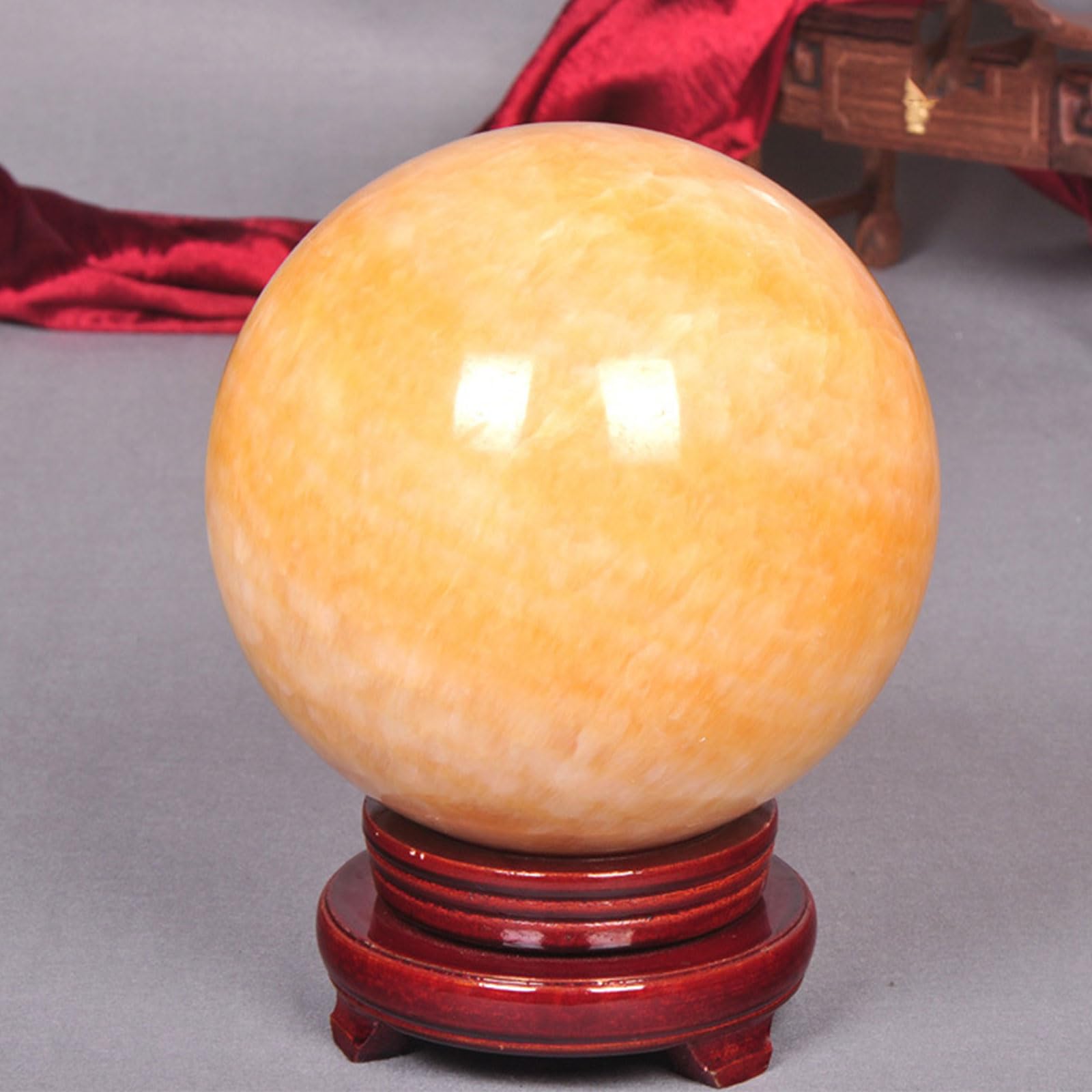 Naturalna KryształOwa Kula Cytrynowa Feng Shui Ozdoba Z Obrotową Podstawą KryształOwa Kula Medytacyjna WróżBiarska Dla Bogactwa Powodzenia Sukcesu Dekoracja Domowego Biura,15cm