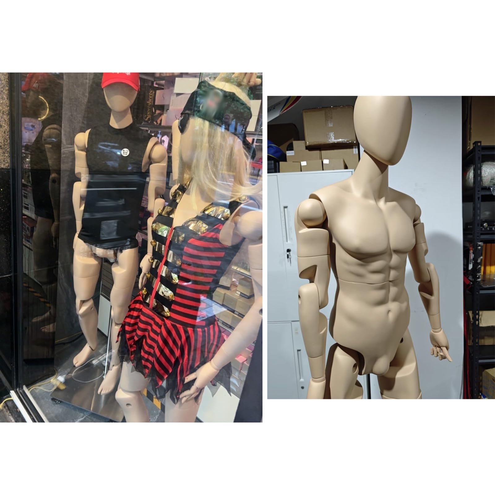 Manichino Femminile A Grandezza Naturale Senza Volto, Manichino Adulto Snodabile A Figura Intera Commerciale, Manichino per Abbigliamento da Seduto/in Piedi(Black)