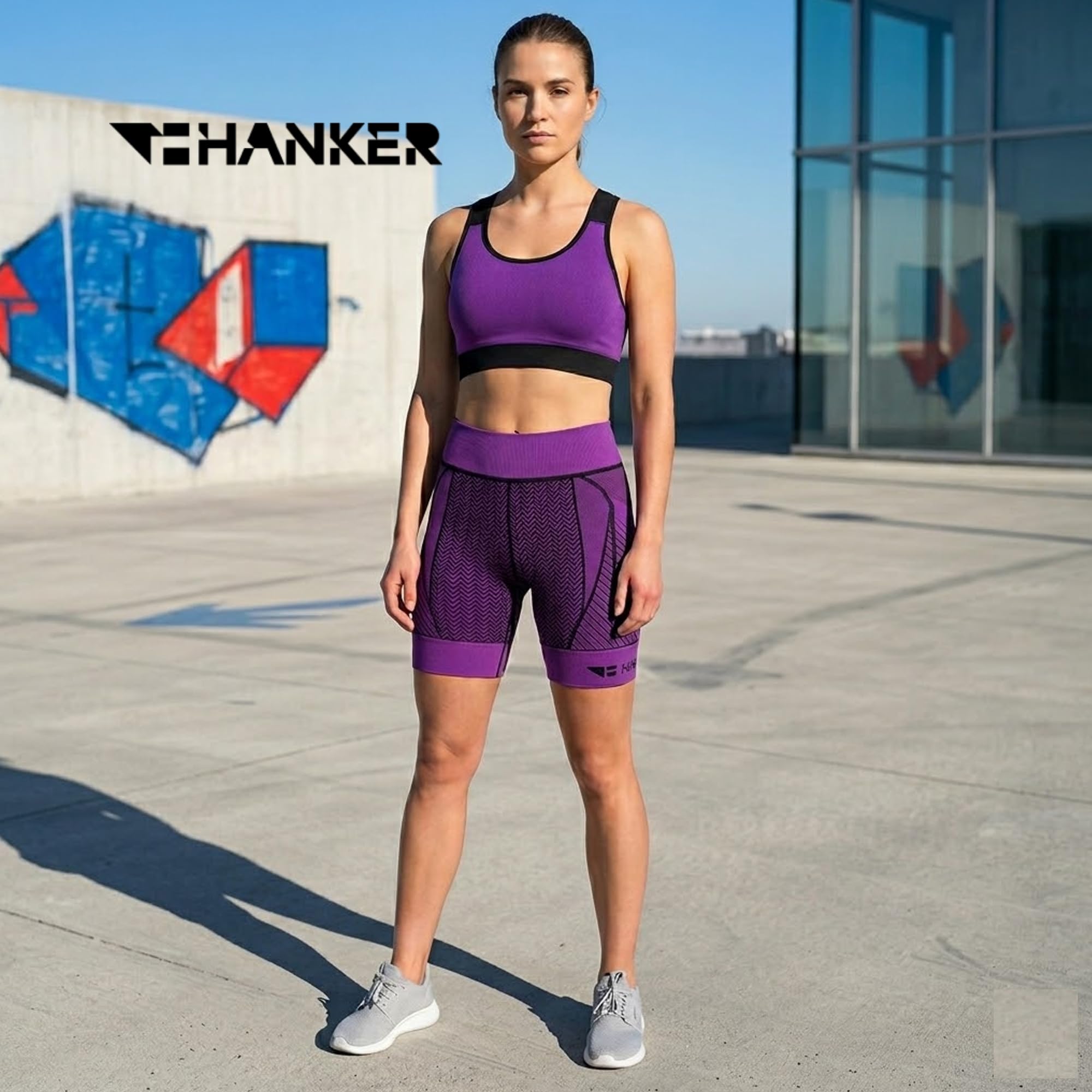 HANKER Mallas Cortas Mujer Compresivas Akasha 2.0 con Bolsillos, Cintura Tubular para Running, Trail y Fitness