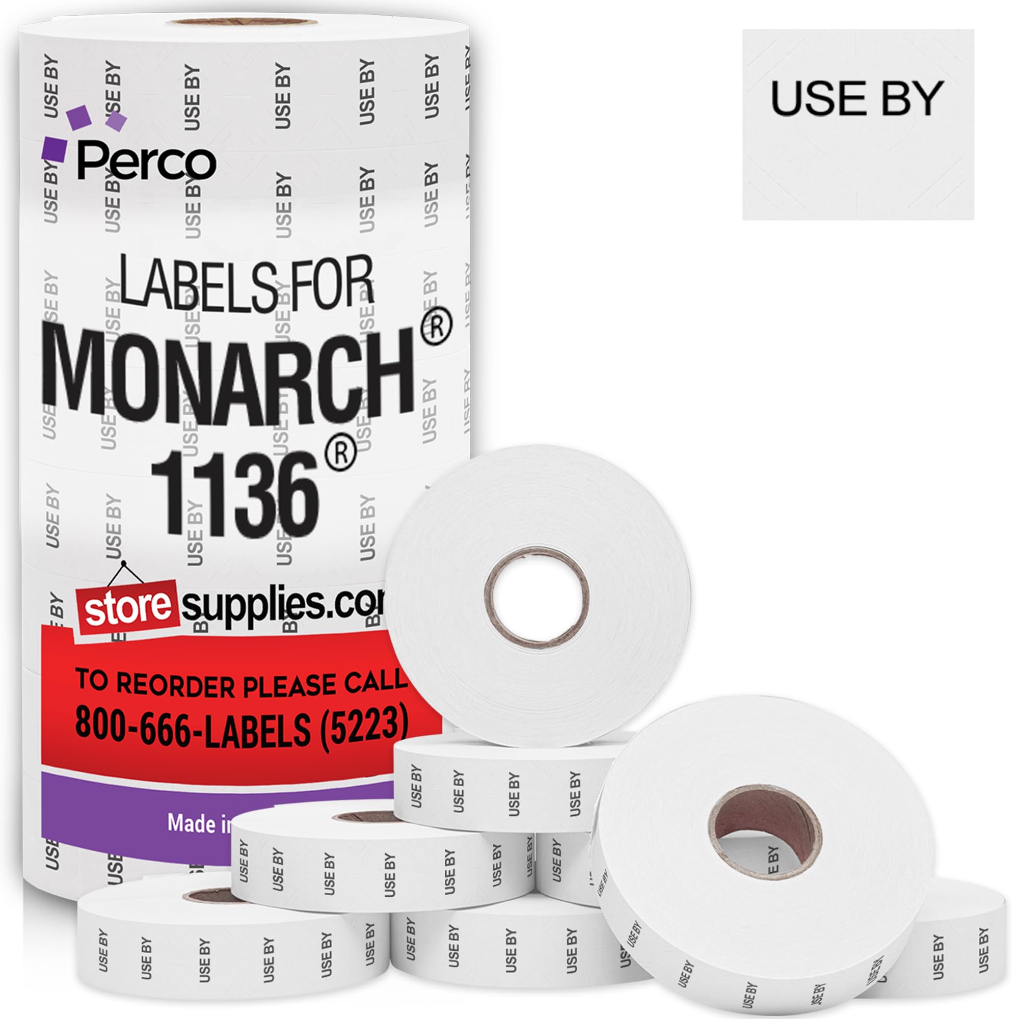 Preisetiketten für Monarch 1136 Use By – 14.000 Etiketten mit 8 Rollen, Vorteilspack, 1 Hülle, hergestellt in den USA