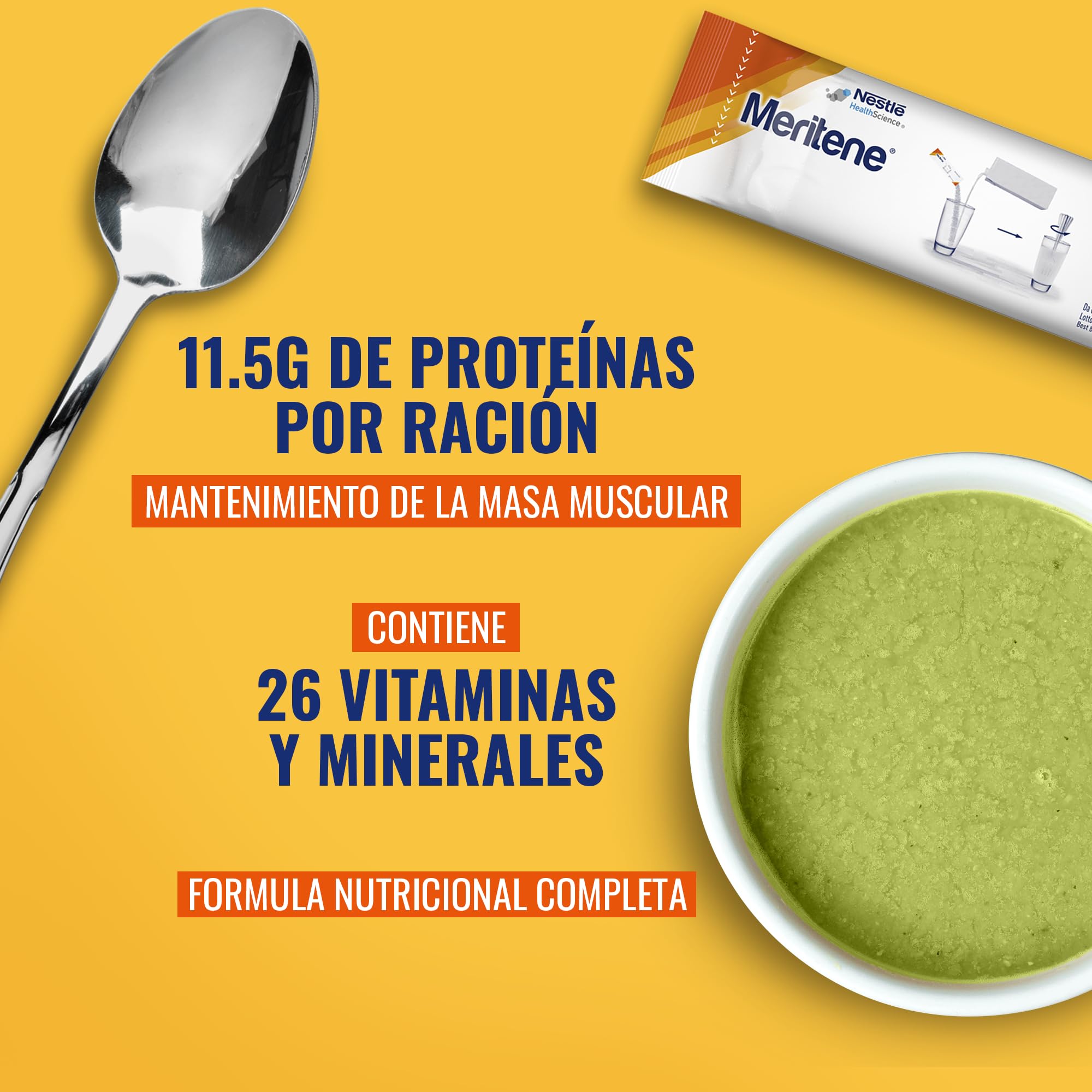 Meritene | Fuerza y Vitalidad |Sabor Neutro | Fuerza para tus Músculos, Vitalidad para ti | Solución Nutricional para Adultos con Proteínas, Vitaminas y Minerales| 7 Sobres | 350 gr (Paquete de 4)