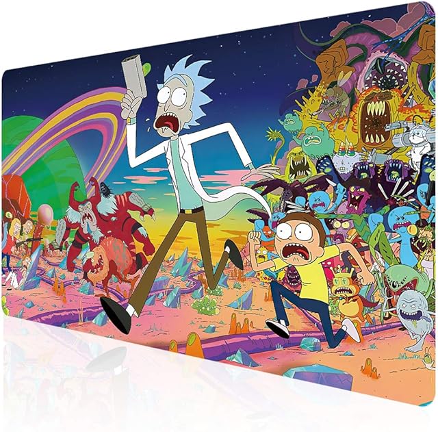 Gaming Mouse Pad Large Unique Game Mousepad Anti-Slip Rubber Base Colorful Keyboard Mat with Extended size - Water Resistant Desk Pads Mice Mat for Laptop PC Gamers Office desk (90x40 rickpao P11)