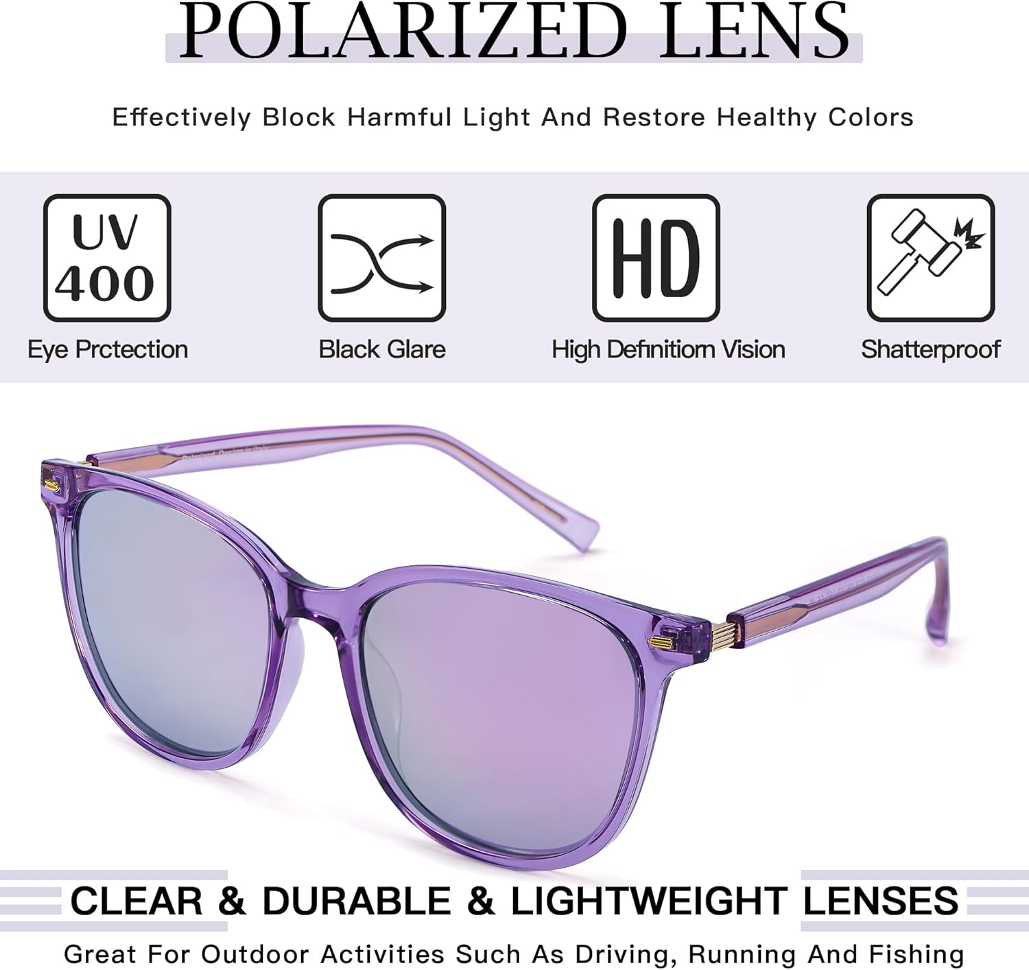 SIPHEW Womens Mirrored Polarized Sunglasses - Cat Eye Oversized Sun Glasses w UV Protection for Women - Image 6