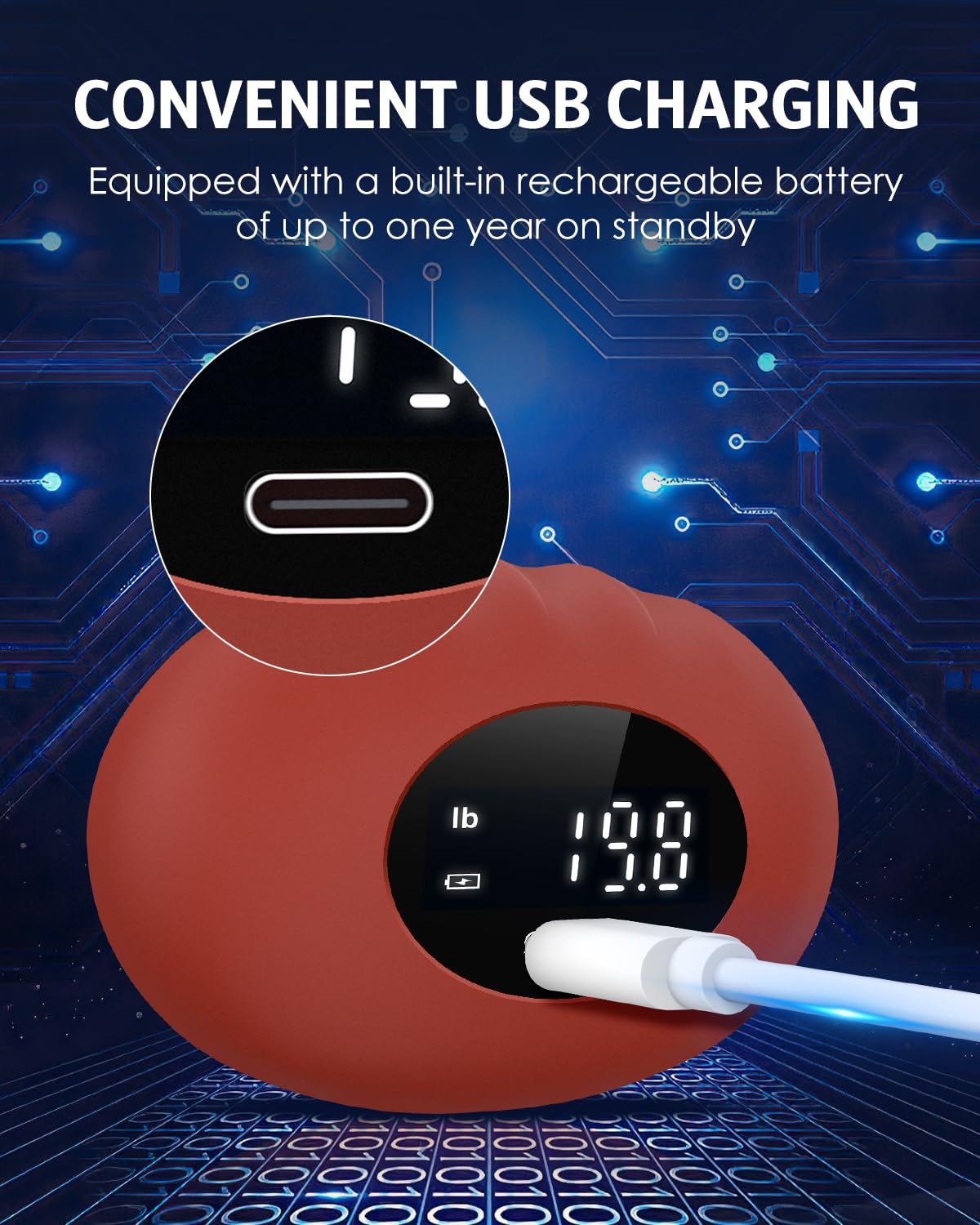 Olipiter Grip Strength Tester, Rechargeable Digital Hand Gripper Strengthener Up to 396lbs, Hand Gripper Strengthener with Counting, LED Display, Fitness Toy, Stress Balls for Sport Home School