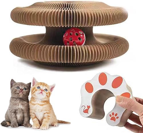 Juguete mágico para gatos de órgano,Rascador de gato para moler garra de cartón juguetes para gatos,Almohadilla interactiva para arañazos con bola