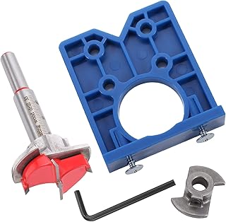 Heyu-Lotus Hinge Hole Drill Guide Sets, Included 35mm Hinge Hole Drilling Jig & 35mm Forstner Bit, Concealed Boring Jig Hole Cutter for Cabinet Hinges Mounting Plates