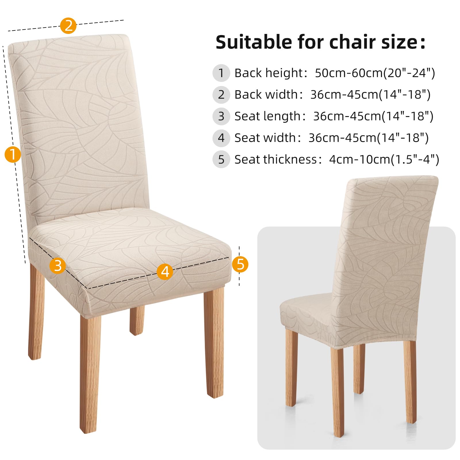 YISUN Dining Chair Covers, Chair Covers for Dining Chairs 4, Stretch Removable Washable Kitchen Chair Covers, Chair Slipcover for Hotel, Dining Room, Ceremony, Banquet Wedding Part, Light Beige - Image 4