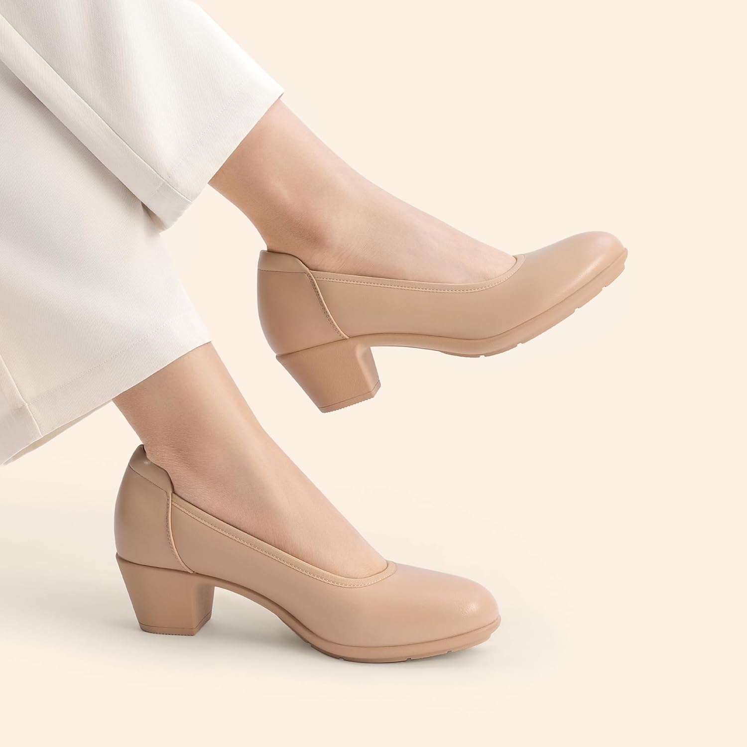 DREAM PAIRS Women's Low Chunky Heels Comfortable Block Work Pumps Closed Round Toe Dress Shoes for Office Business - Image 8