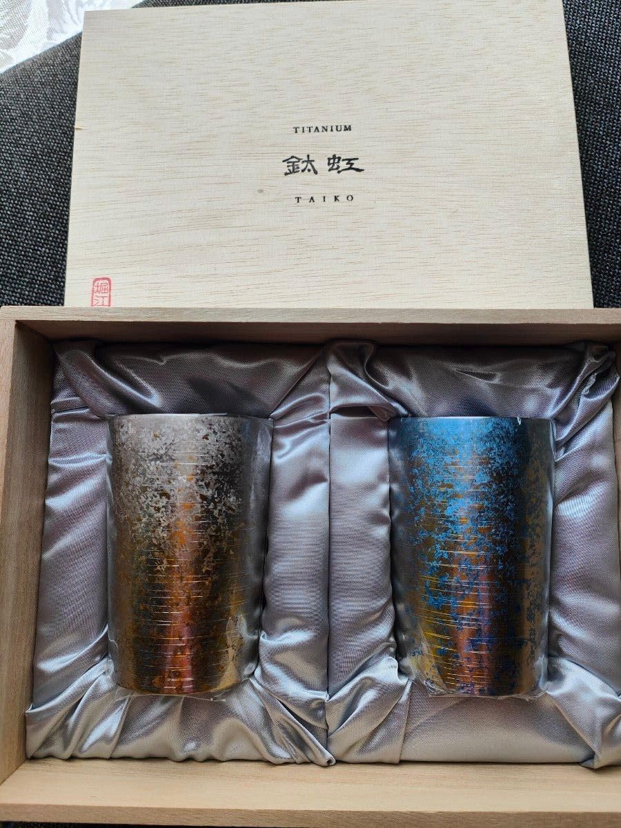 Amazon.co.jp: チタン 純チタン 二重タンブラー 金太虹 taikoペア 