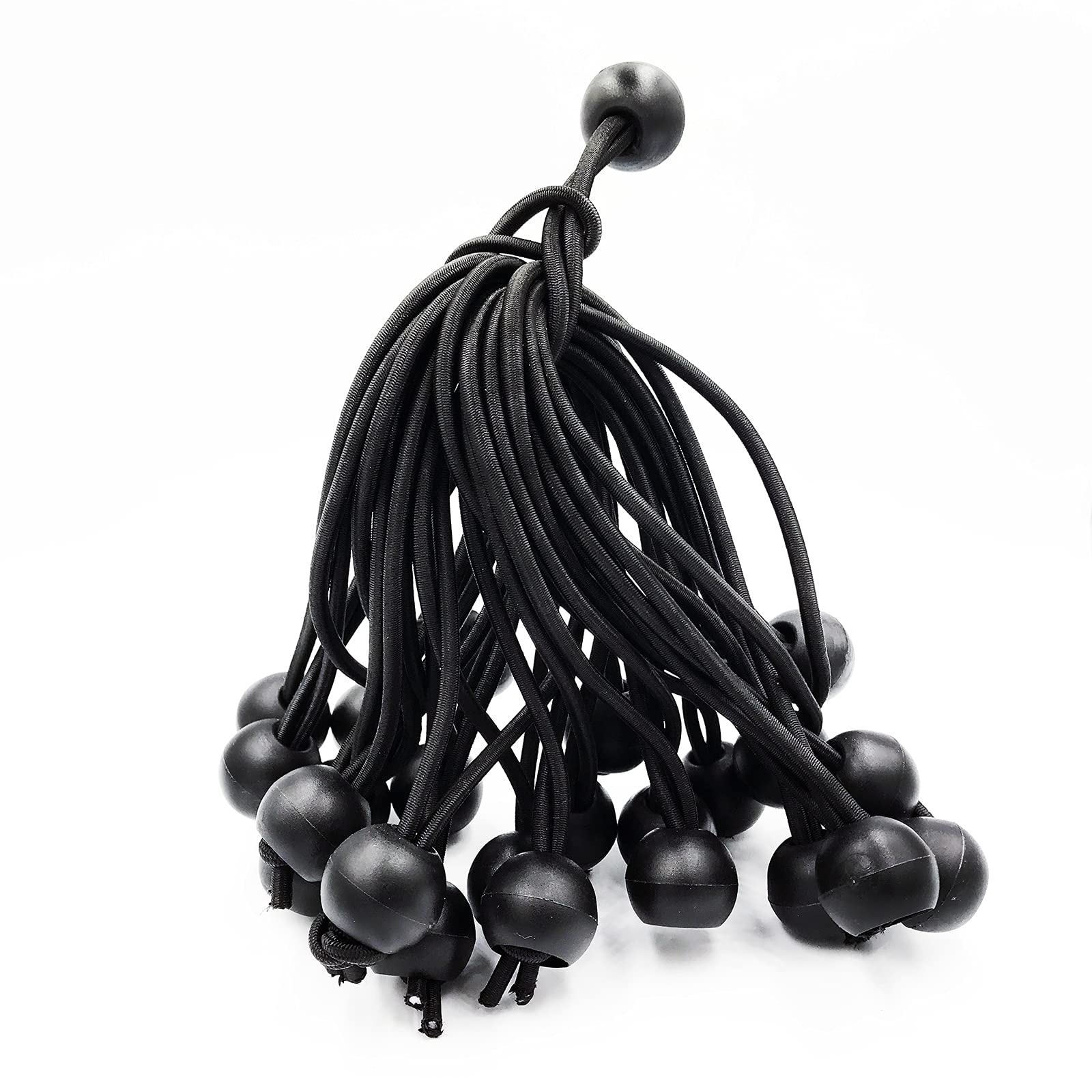 LAJIAOZ 25pcs 6inch Ball Bungee Cords Multipurpose Bungee Cords Suitable for Tent,Tarp,Canopy,Car Covers,Daily Finishing and More (Black)