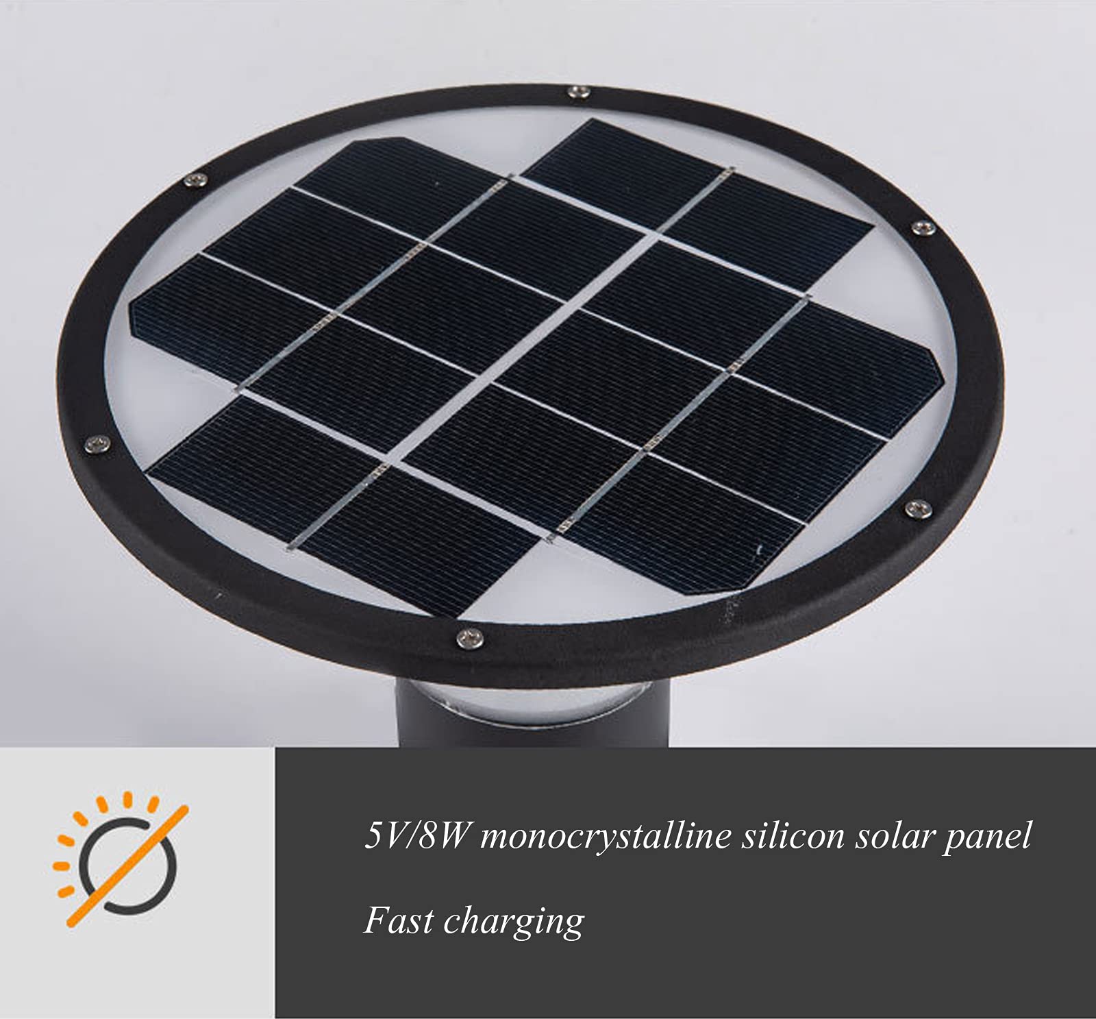 Solarna lampa ogrodowa LED z czujnikiem zmierzchu do świtu, wodoszczelność IP65, aluminiowe lampy cokołowe na tarasy i ścieżki, jasność 500 lm
