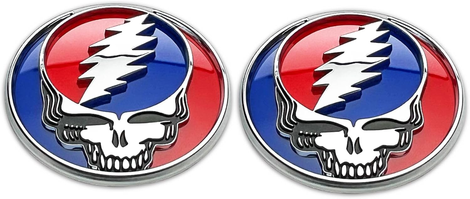 The Stealie 2.0 Twin Pack Bundle Car Badge Emblem in Red and Blue