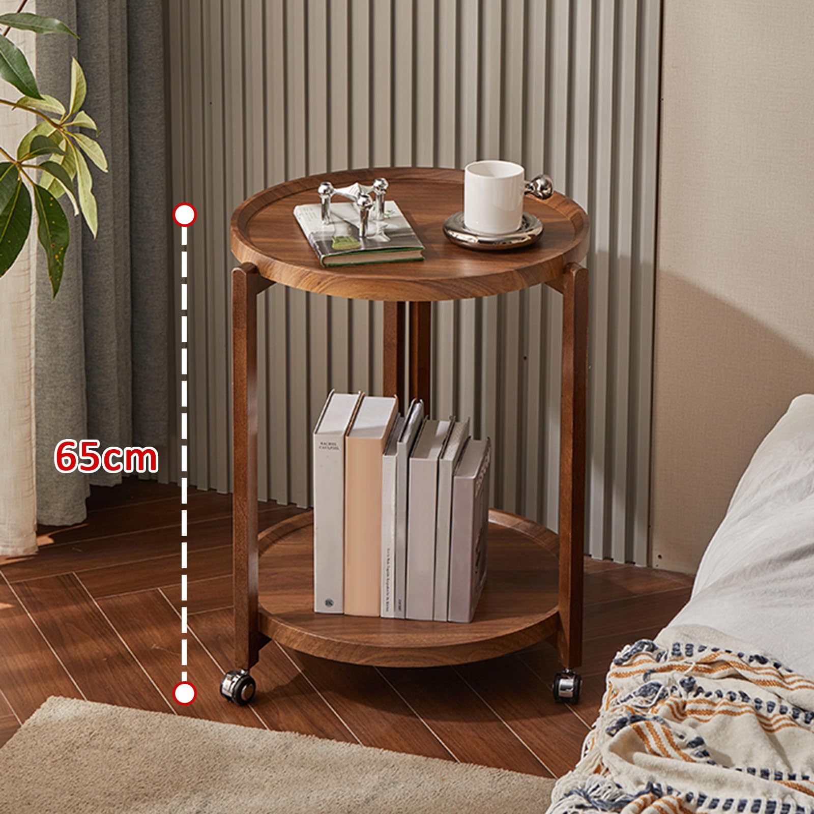 Amazon.com: Tghetiop 2-Tier Round Side Table Wooden End Table with