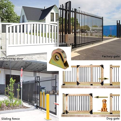 Miniatura 7 de Skelang 2 ruedas de puerta corredera de 3 pulgadas, ruedas con ranura en V, ruedas rígidas resistentes con soporte para riel en V, puerta de entrada