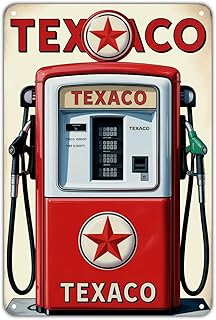 Gas Station tin sign Vintage Retro Fuel Pump Metal Sign Print Aesthetic for Garden Yard Bar Porch Home Bedroom Kitchen Wall Decor Decor Gift 8 x 12 Inches