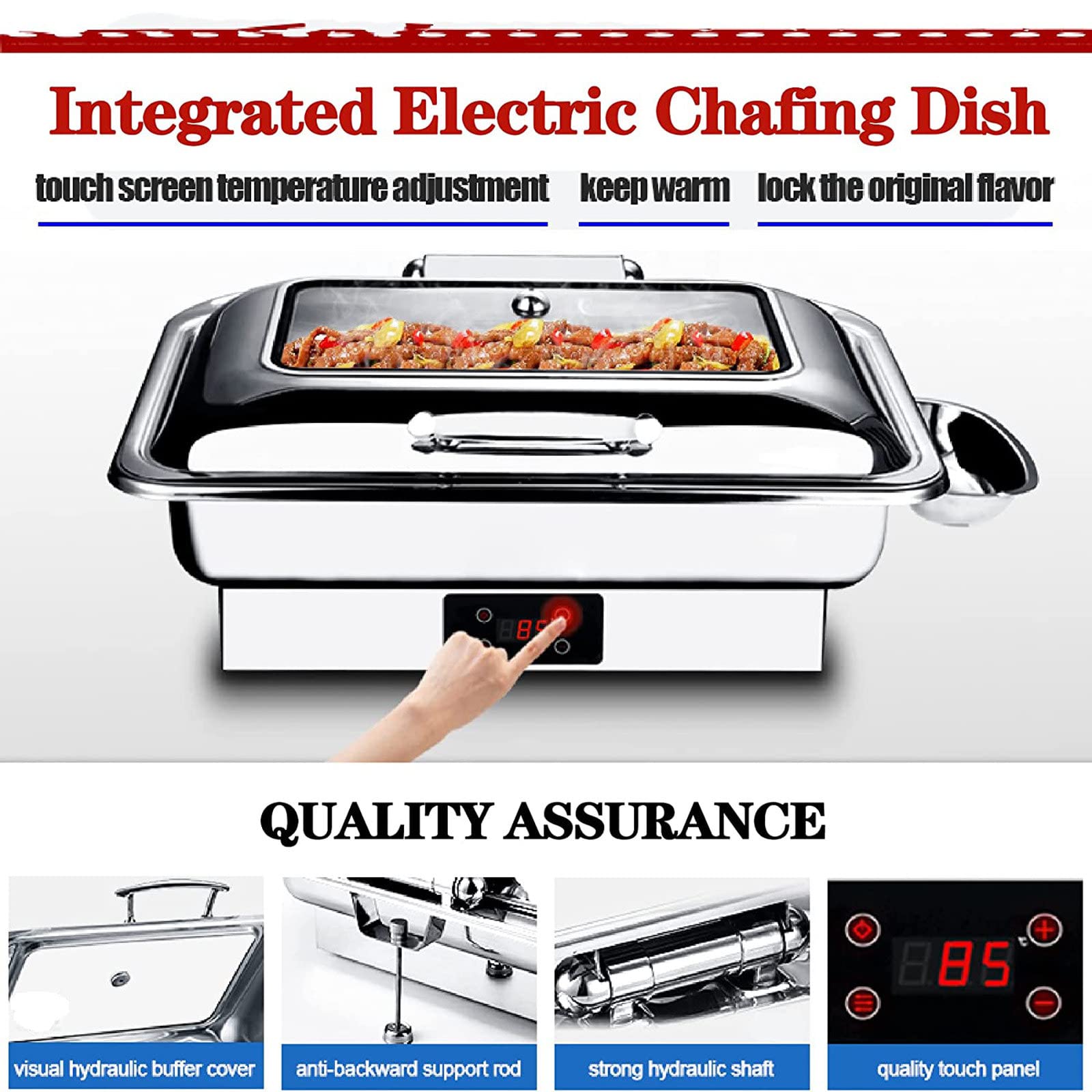 Chafing Dish per Buffet And Ristorante Dell'hotel, 9L Chafing Dish da Tavolo Contenitore Termico Scalda Cibo con Clip per Pasti e Schermo Digitale - Mantenere Il Cibo in Caldo,B