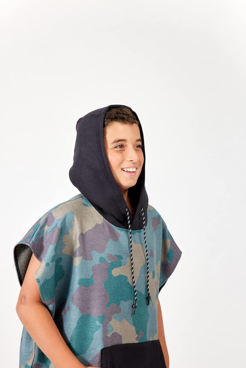 Nomadix Changing Poncho - XS - Quick Dry & Absorbent Hooded Surf & Swim Poncho - Sewn Sides for Private Changing - Front Pocket Storage - Made from Post-Consumer Recycled Materials - Camo Green - Image 9