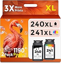 240XL 241XL Compatible Ink Cartridge Replacement for Canon Ink 240 241 Combo PG-240 CL-241 XL for MG3620 MG3600 TS5120 TS5100 MG2120 MG3520 MX472 MX452 MX512 Printer(Black, Tri-Color,2 Pack)