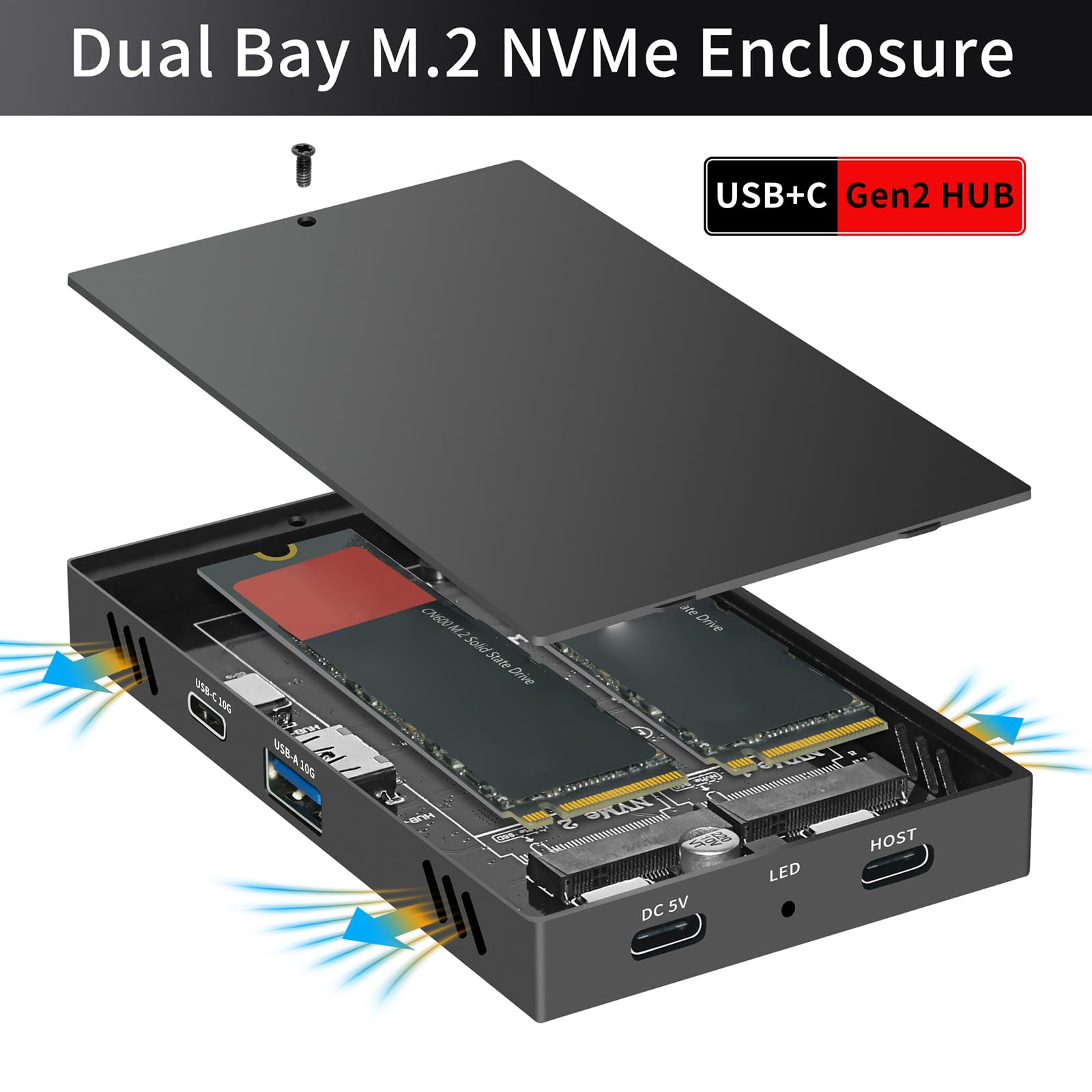 Boîtier de baie 10 Gbit/s USB C States Disques en aluminium pour transfert de données haute vitesse 2230 2242 2260 2280