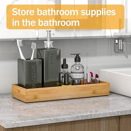 Miniatura 3 de Organizador de utensilios, organizador de cajones de cubiertos, apilable de bambú, bandeja de almacenamiento de madera para dormitorio, oficina,