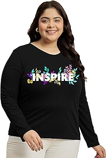 elite soul Plus Size Womens Full Sleeve Cotton Blend T-Shirt ? Casual, Gym, Sports, Lounge Wear Top -Graphic Print-Regular Fit-XL-2XL-3XL-4XL-5XL-picture-55