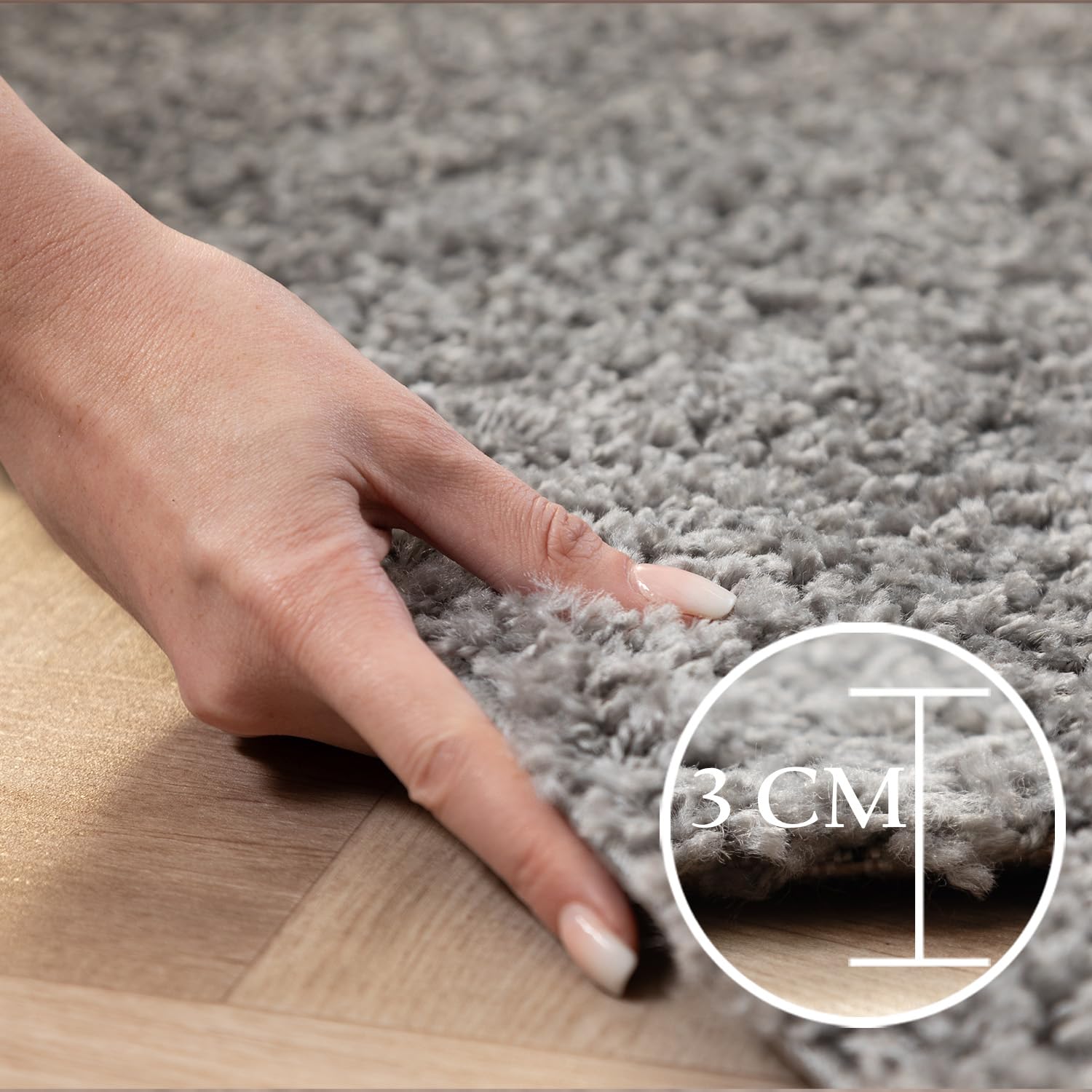 Tappeto stile Shaggy a pelo lungo, set da 3 pezzi - Scendiletto, per camera da letto, Polipropilene, grigio chiaro, 2x80x150+1x80x250
