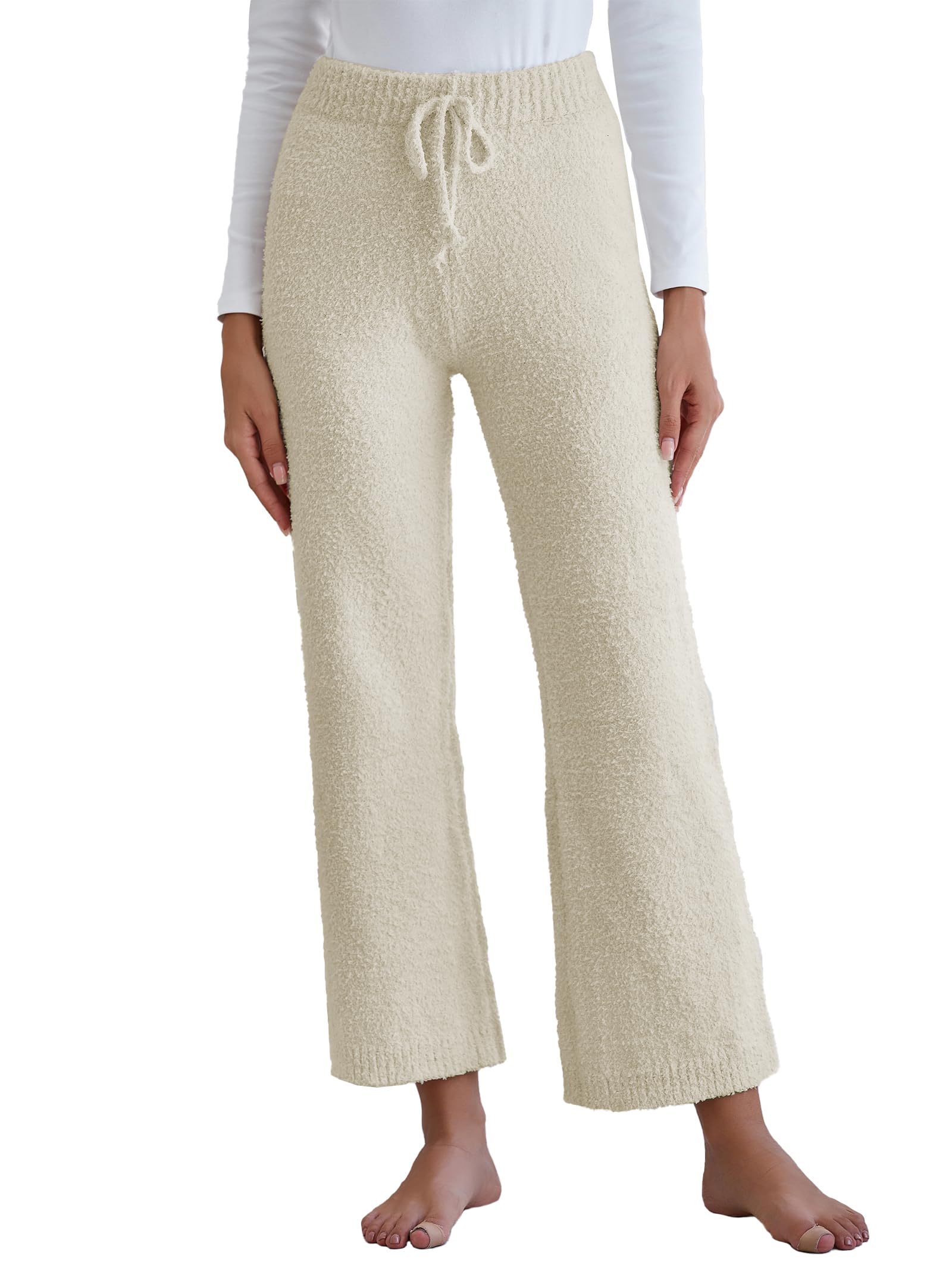 Famulily Flauschig Schlafanzughosen Für Damen Lang Warme Freizeithose Winter Hohe Taille Haushose Mit Gummibund