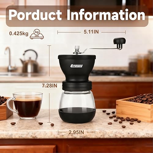 Miniatura 2 de Molinillo de café manual, molinillo de café para uso doméstico, molinillo de granos de café para expreso, prensa francesa, infusión fría, incluye 2