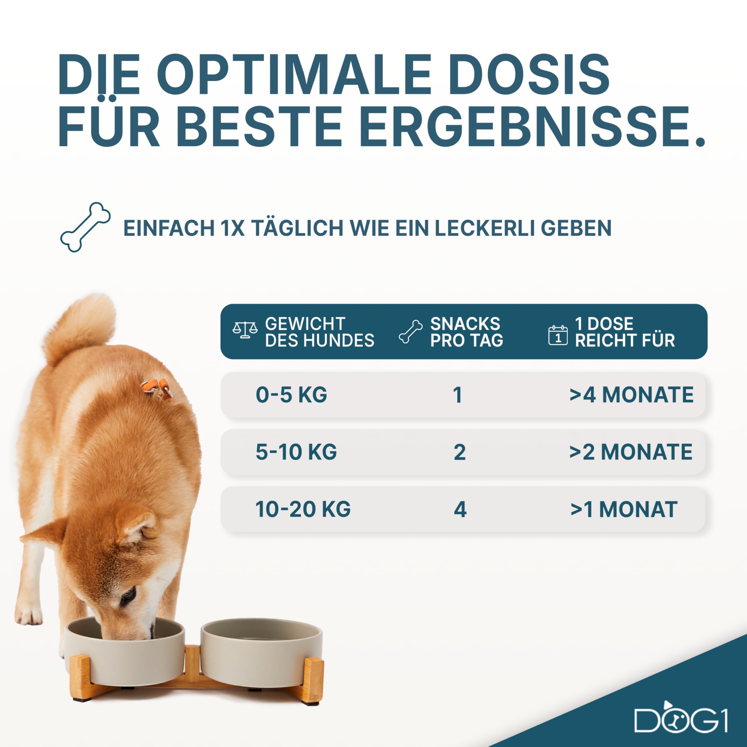 DOG1 Beruhigungsmittel für Hunde – Beruhigungssnack mit Baldrian, Ashwagandha & L-Tryptophan – Natürlich gegen Stress, Angst & Unruhe – für Silvester, Autofahrt, Gewitter – 280g Made in Germany