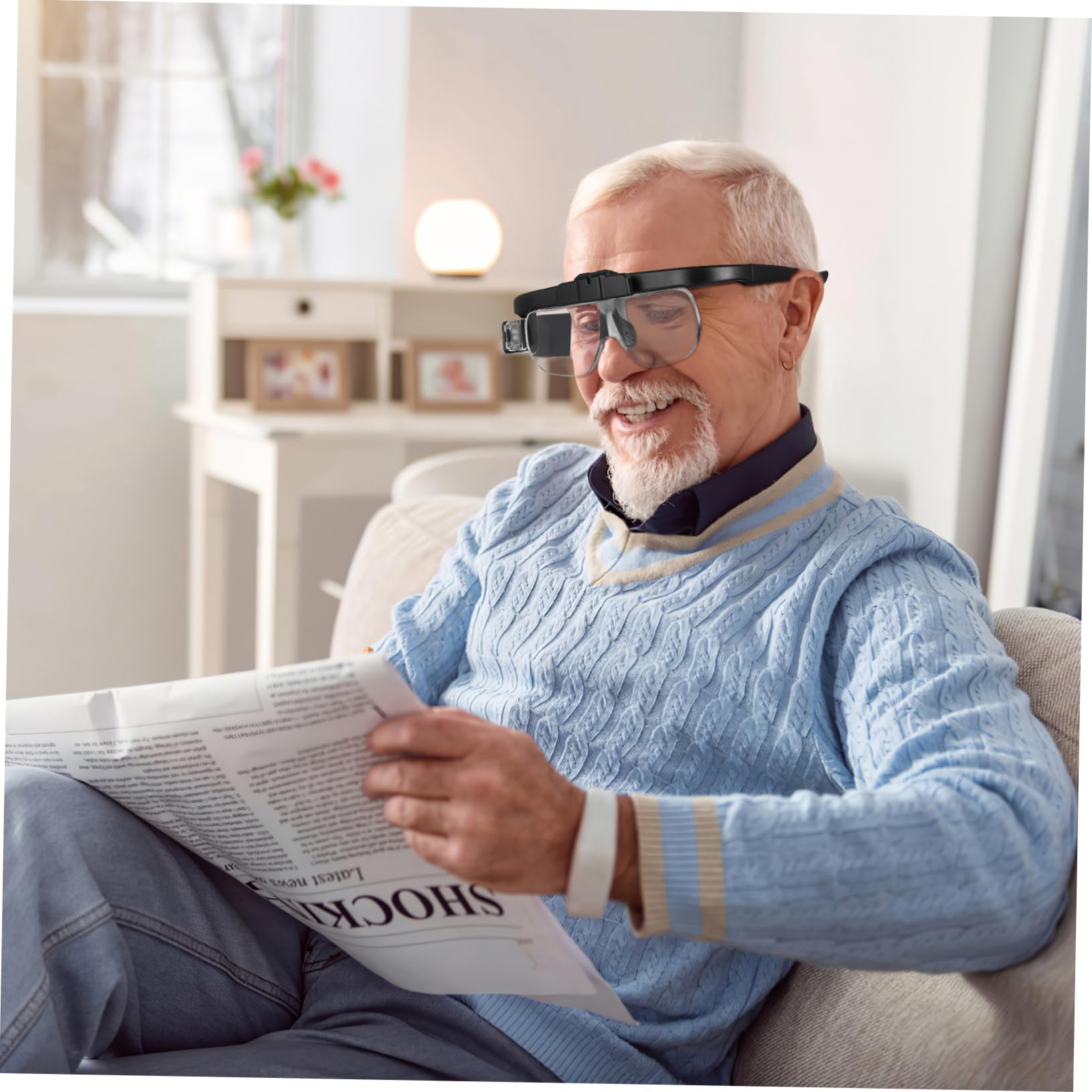 STOBOK Occhiali da Lettura con Luce Led, Lente di Ingrandimento Ricaricabile, Mani Libere, in Abs e Acrilico, per Lettura e Riparazioni