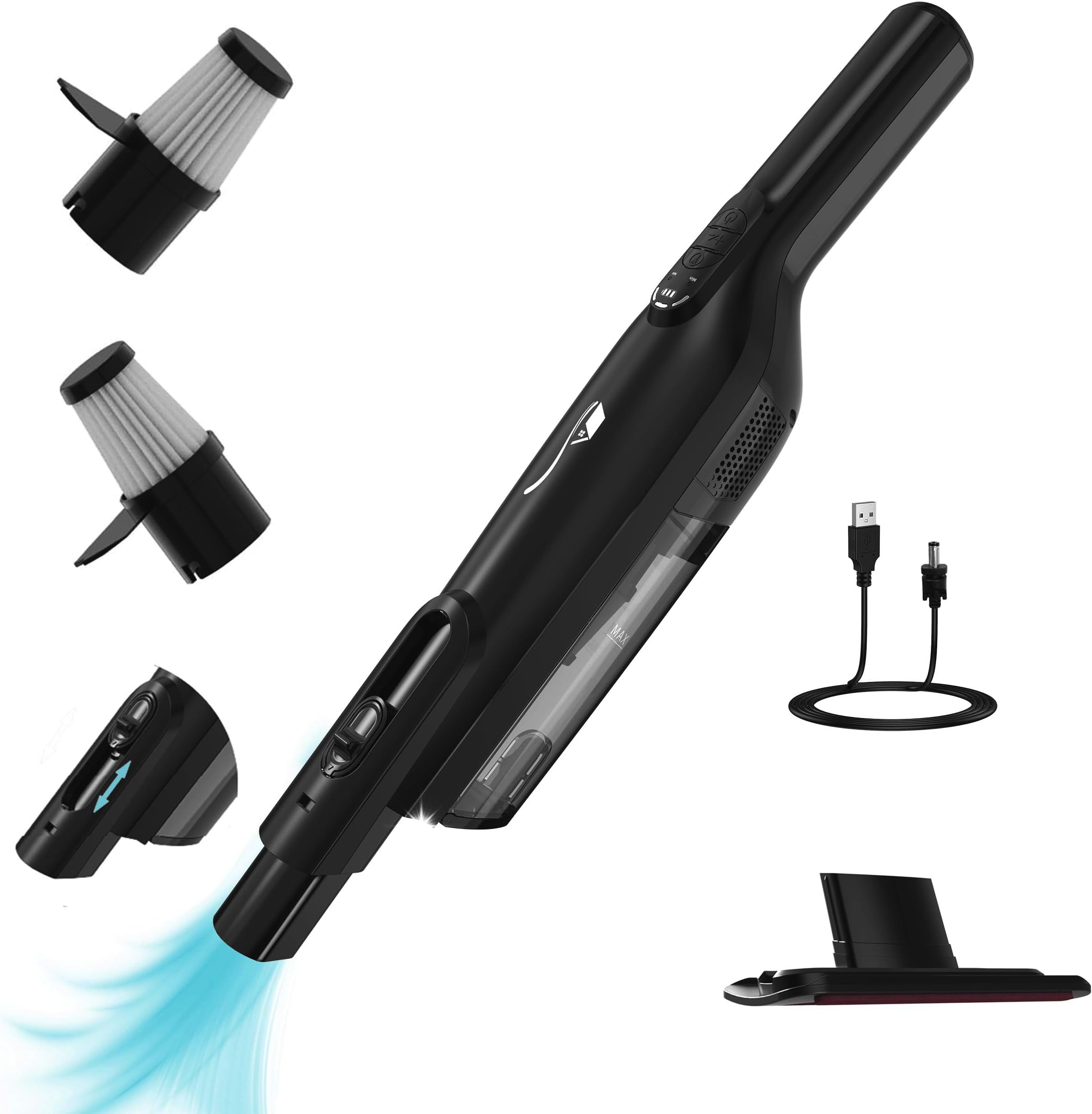 Cordless Handheld Vacuum, Lightweight Portable Hand Vacuum Cleaner with LED Light,Rechargeable Hand Held Vacuum with One-Touch Empty, Powerful Suction for Office, Home,Car, Inky