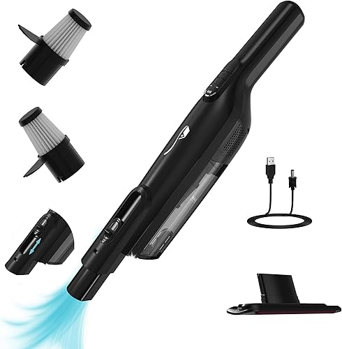 Miniatura 12 de Aspiradora de Mano Inalámbrica, Aspiradora de Mano Portátil y Ligera con Luz LED, Aspiradora de Mano Recargable con Vaciado de Un Toque, Potente