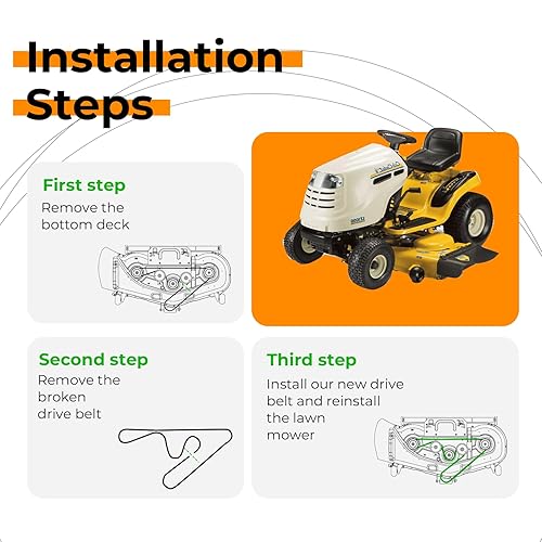 Miniatura 5 de 954-04077A - Cinturón de cubierta con cable de Kevlar para Cub Cadet MTD Troy-Bilt 754-04077 954-04077 LT1050 XT1 LT50 LGTX1050 SLT1550, Toro