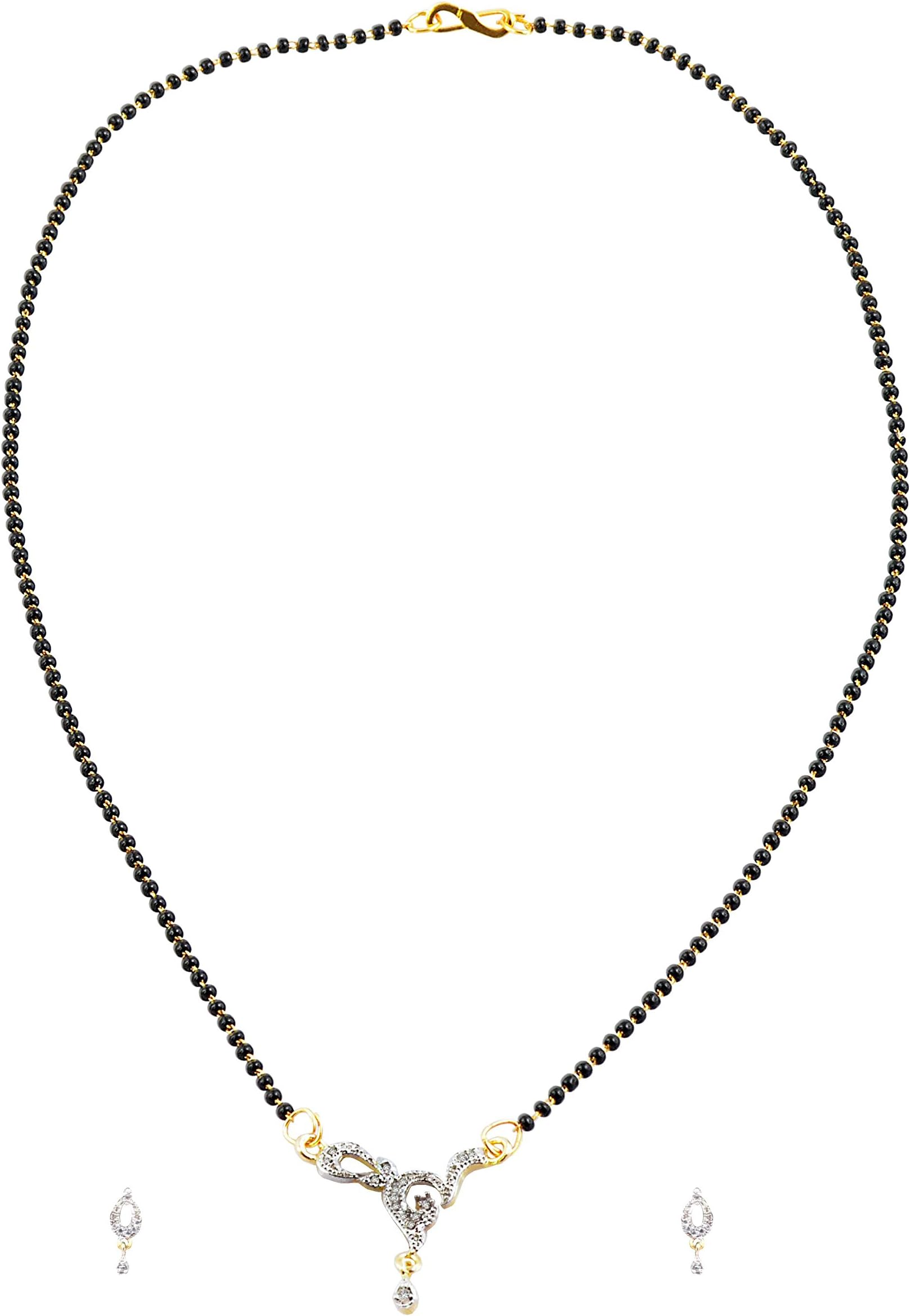 AAKSHI "Mangal Sutra Mangalsutra Indian Gold Chain Set" American Diamond 3-PC Jewellery Set