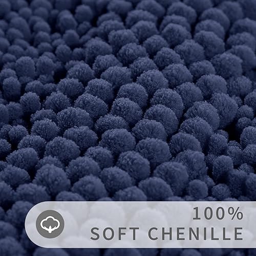 Miniatura 2 de Yimobra Luxury Chenille Bathroom Rugs Sets 2 Piece, Extra Thick Non Slip Quick Dry U Shaped Toilet Bath Mat, Fluffy Shaggy Microfiber Absorbent