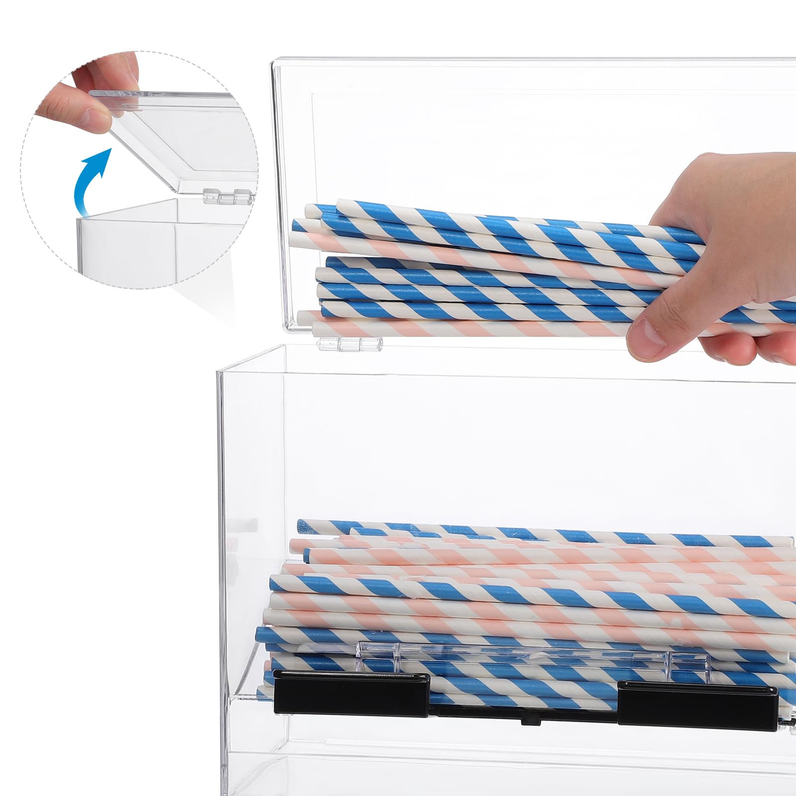 MAGICLULU Selbstbedienungs-Strohbox-Halter, transparenter Strohhalm-Spender, Acryl, Kaffeezubehör